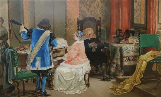 Louis Haghe print, Interior scene with musicians